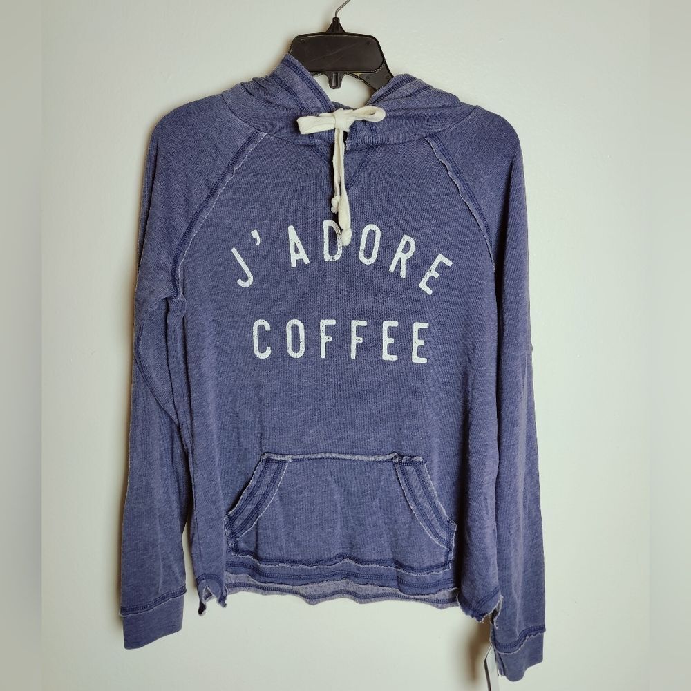 Grayson Threads "J'Adore Coffee" Distressed Hoodie Sweatshirt, Size S